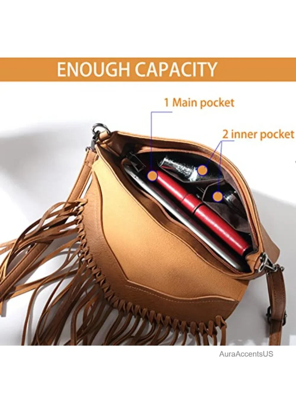 Vintage Fringe Purse Hobo Bag Vegan Leather Tassel Crossbody Handbag